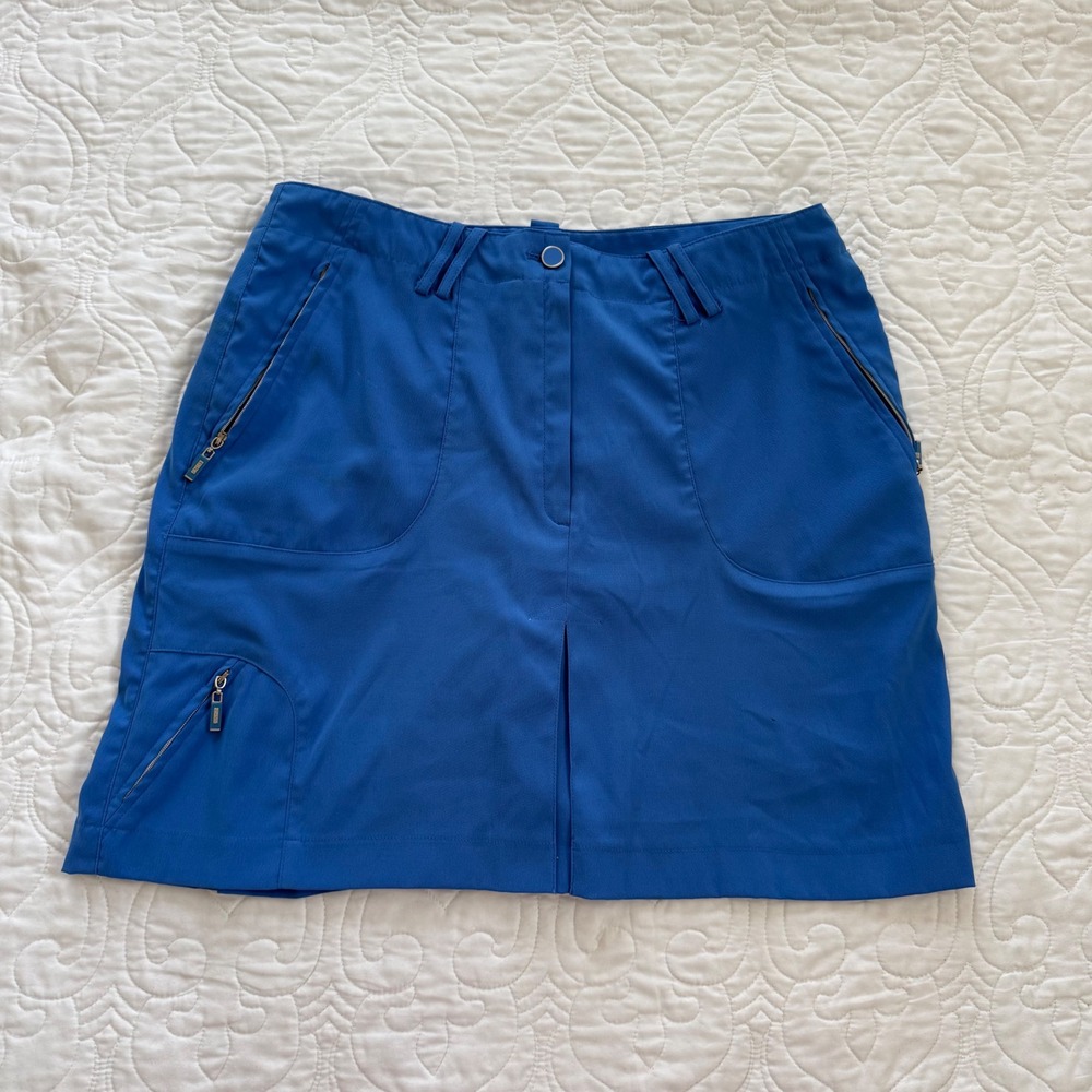 DKNY Golf Blue Activewear Skort  Zipper Pockets Stretch Athletic Skirt WM 10 EUC
